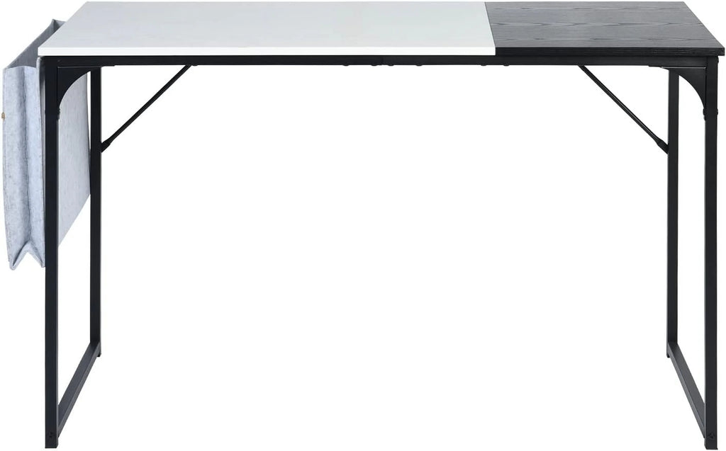 Black White 47 inch Metal Frame Computer Desk with Storage Bag X751
