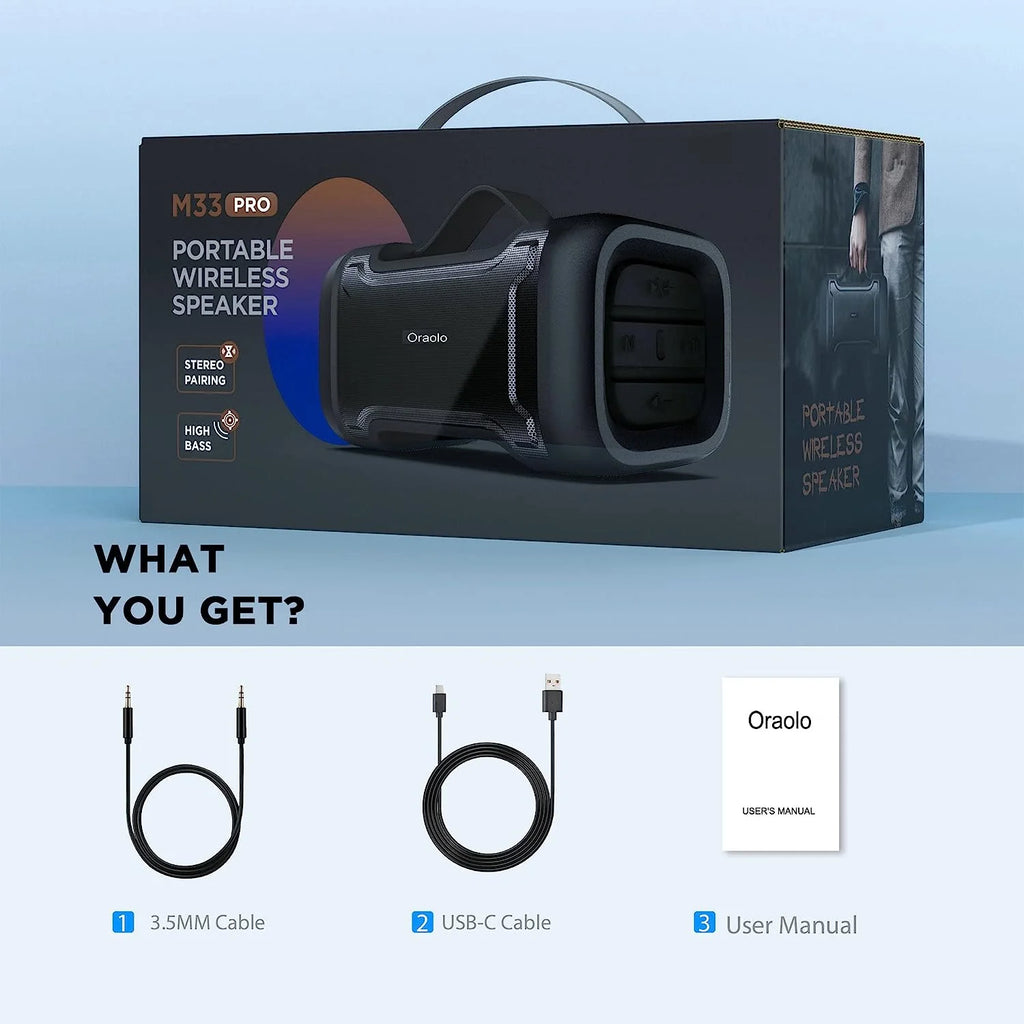 Bluetooth Speaker with Deep Bass, IPX6 Waterproof, 24H Playtime W4338