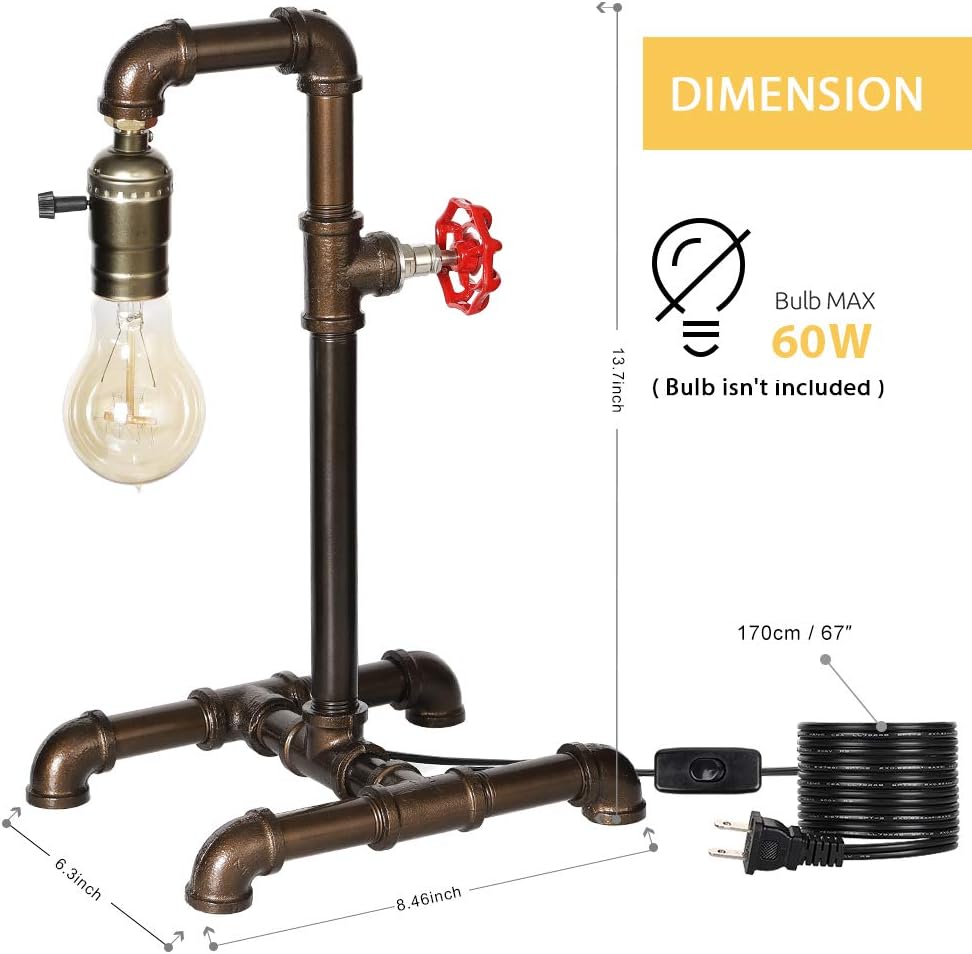 Retro Industrial Rustic Bronze Metal Table Lamp L750338