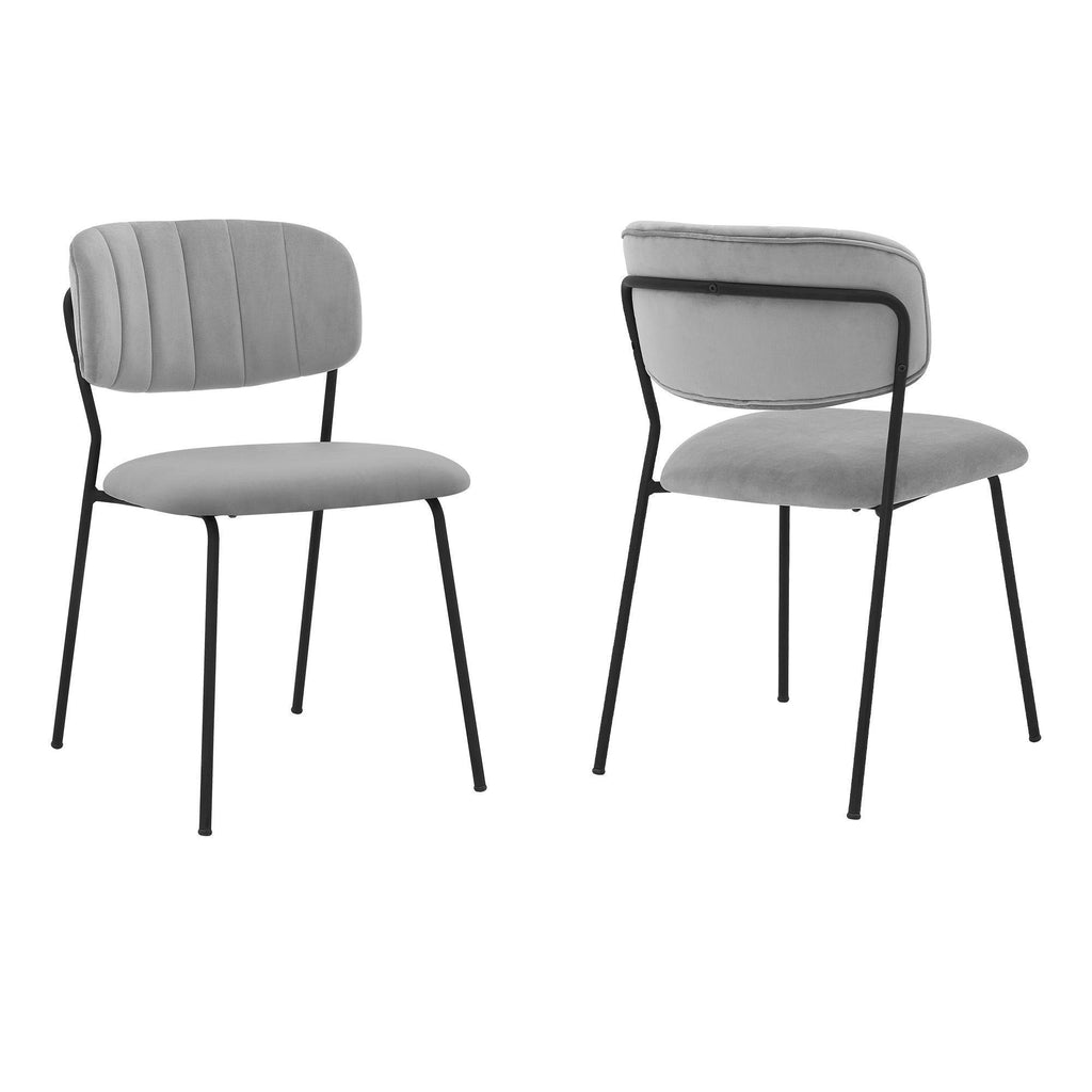 Grey Velvet and Metal Dining Room Chairs - Set of 2 U877434