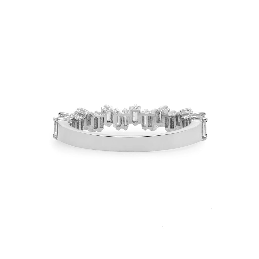 0.63Cttw Baguette Cut Diamond Ring 18K White Gold Size 6.5 M1254