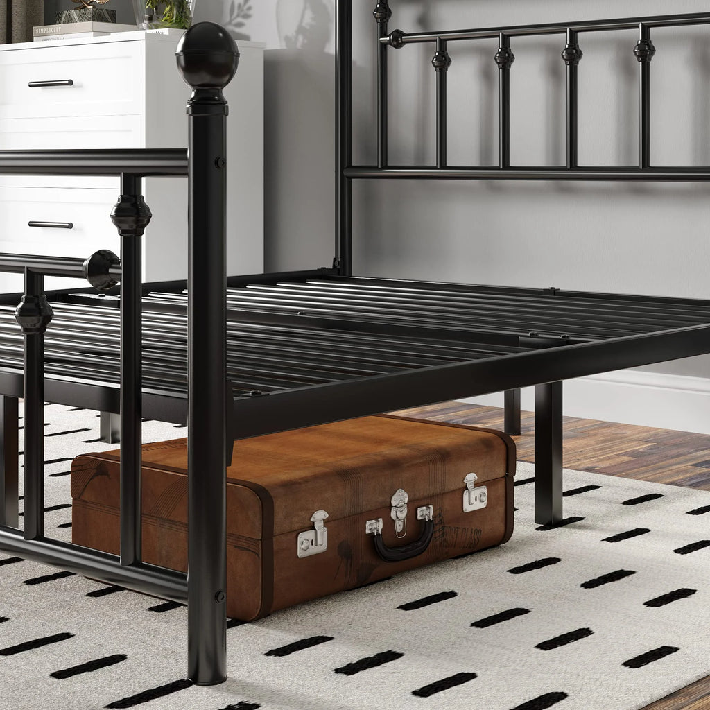 Full Size Black Iron Bed Frame with Headboard and Footboard B7896