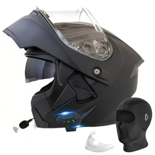 Motorcycle Bluetooth Modular Helmet, DOT Approved Flip Up Full Face Dual Visor Helmet, with Dual Speakers and Microphone Y162335