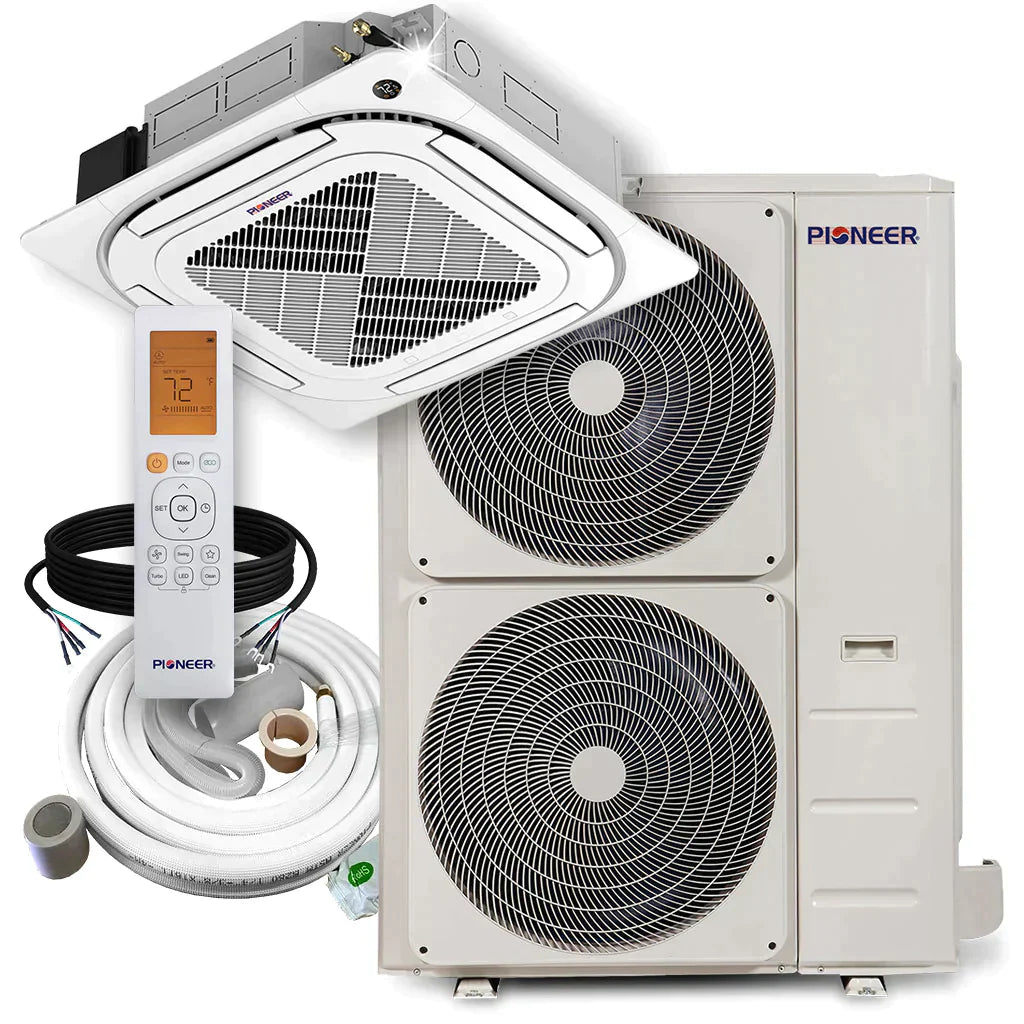 48,000 BTU 17.8 SEER 8-Way Slim Cassette Mini-Split Air Conditioner Heat Pump System H960670