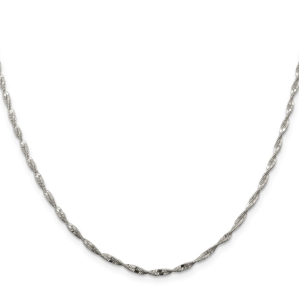925 Sterling Silver Twisted Herringbone Necklace 24 inch S783658