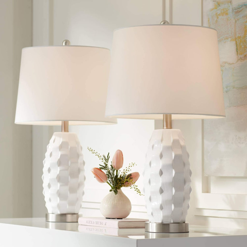 White Ceramic LED Table Lamps Set of 2 L573