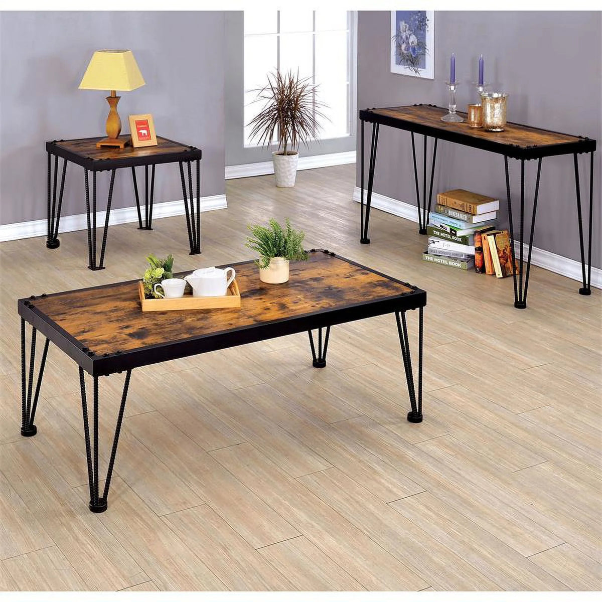 Black Metal Square End Table Set of 2 C8405