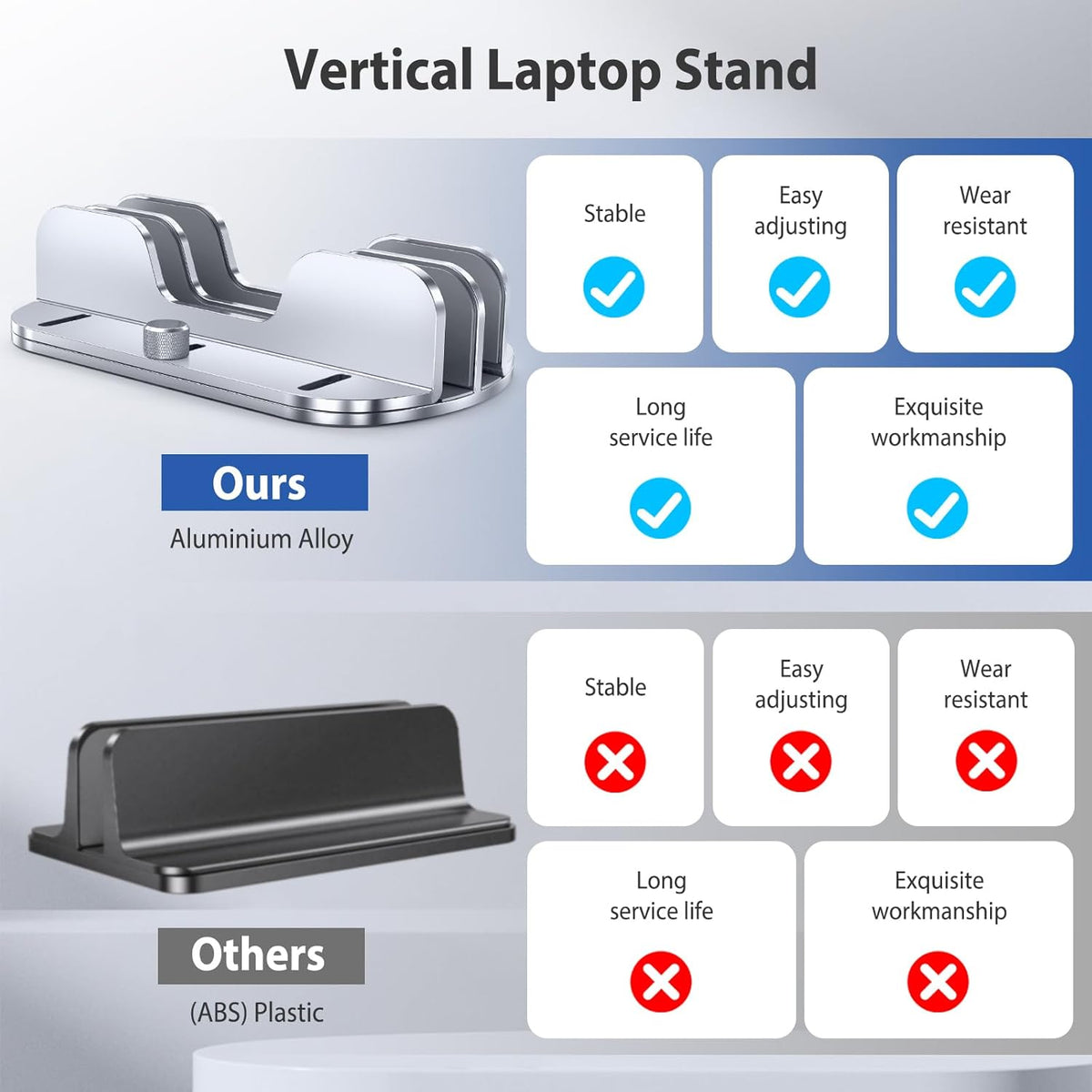 Aluminium Dual Slots Laptop Stand Holder D56791