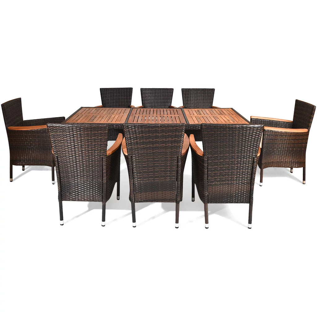 9 Pcs Wicker Rattan Outdoor Dining Set J112384