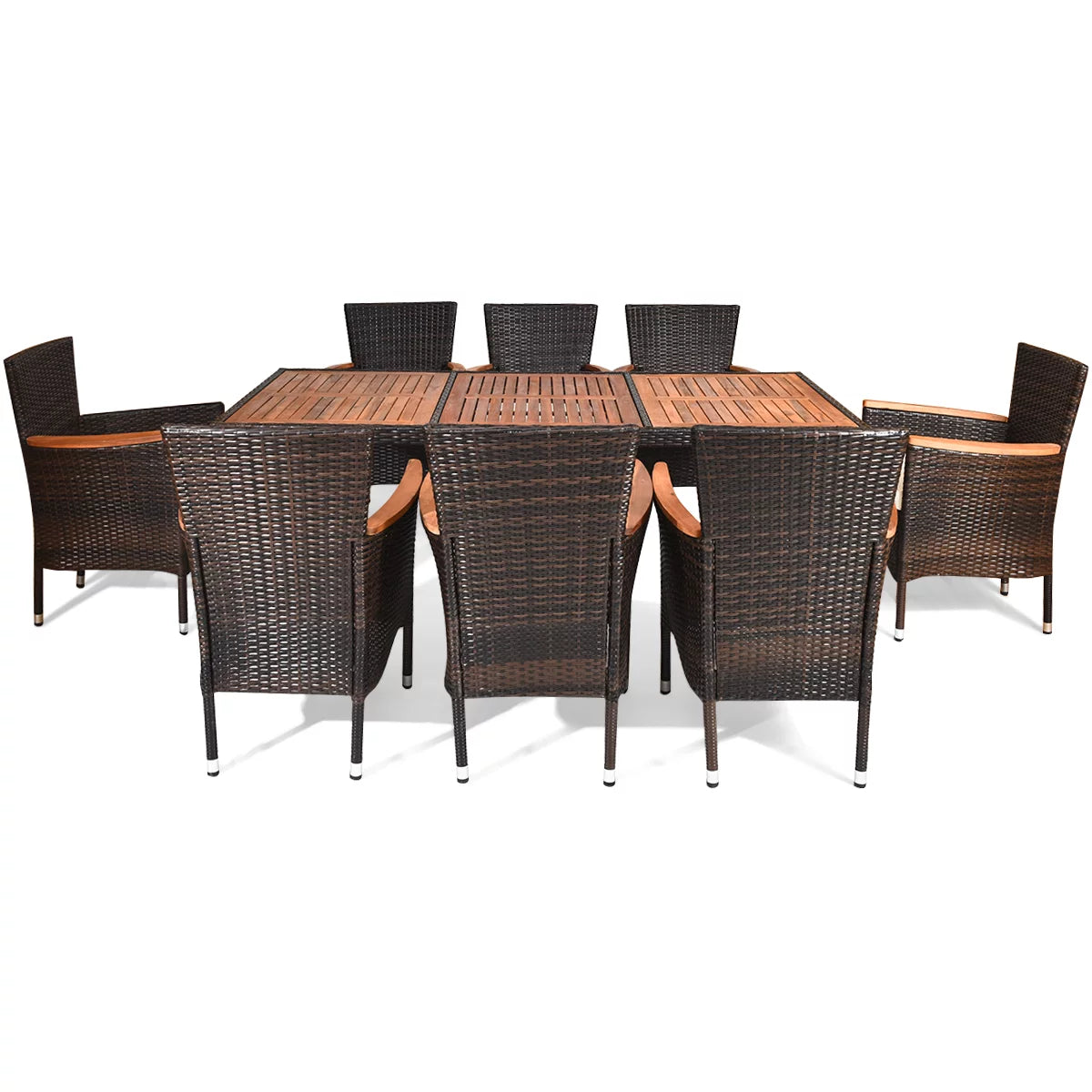 9 Pcs Wicker Rattan Outdoor Dining Set J112384