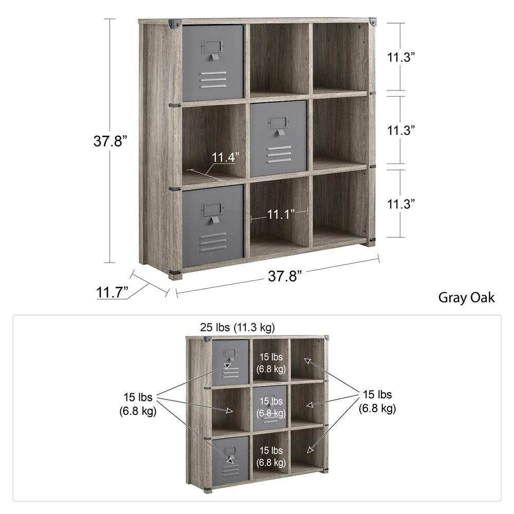 9 Cube Grey Oak Storage Bookcase B28938