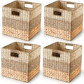 Natural Wicker Storage Cubes, Set of 4 Hyacinth Baskets T63102
