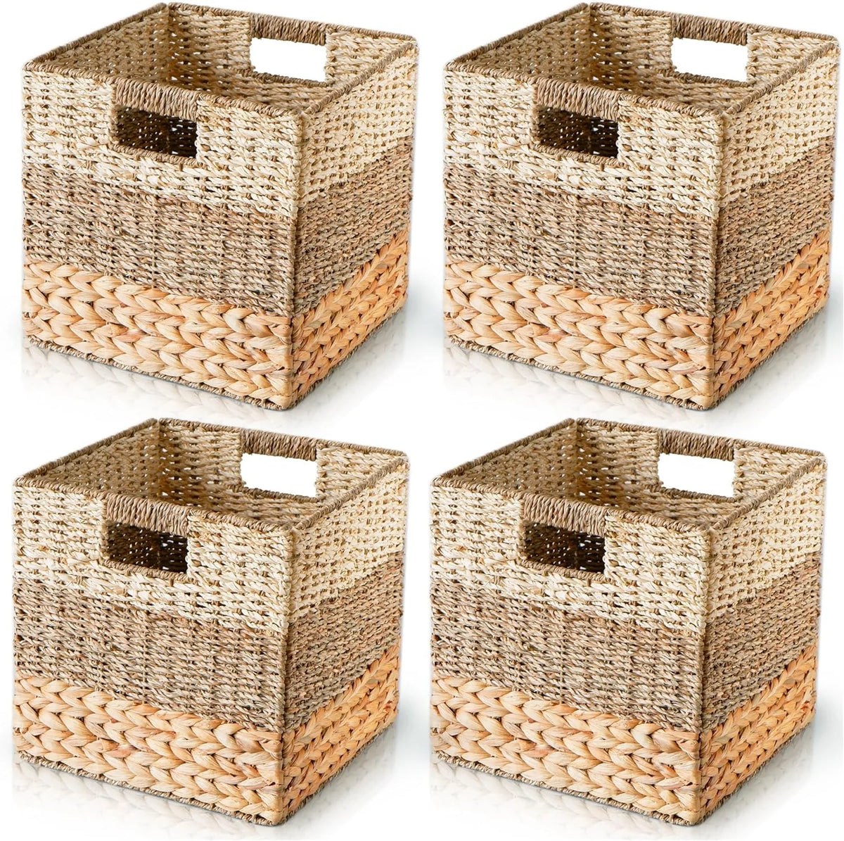 Natural Wicker Storage Cubes, Set of 4 Hyacinth Baskets T63102