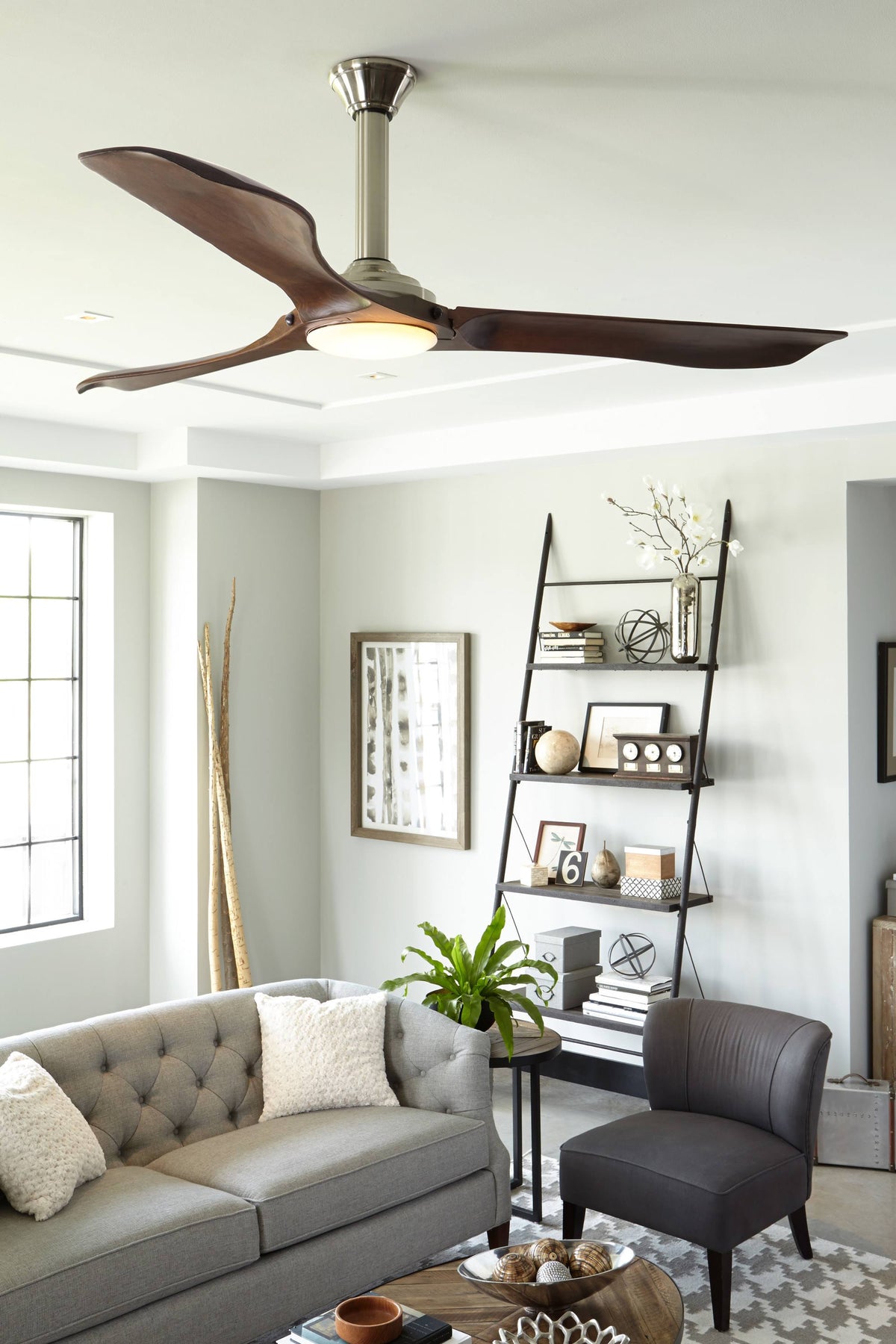 Brushed Steel Ceiling Fan with Light V1416