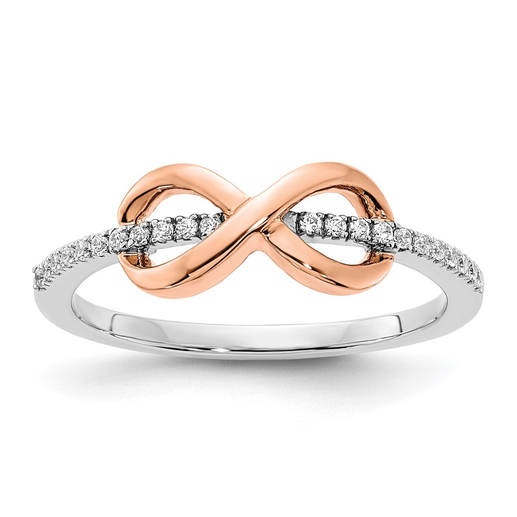 10k Two Tone Gold Diamond Ring Size 7.00 V56819