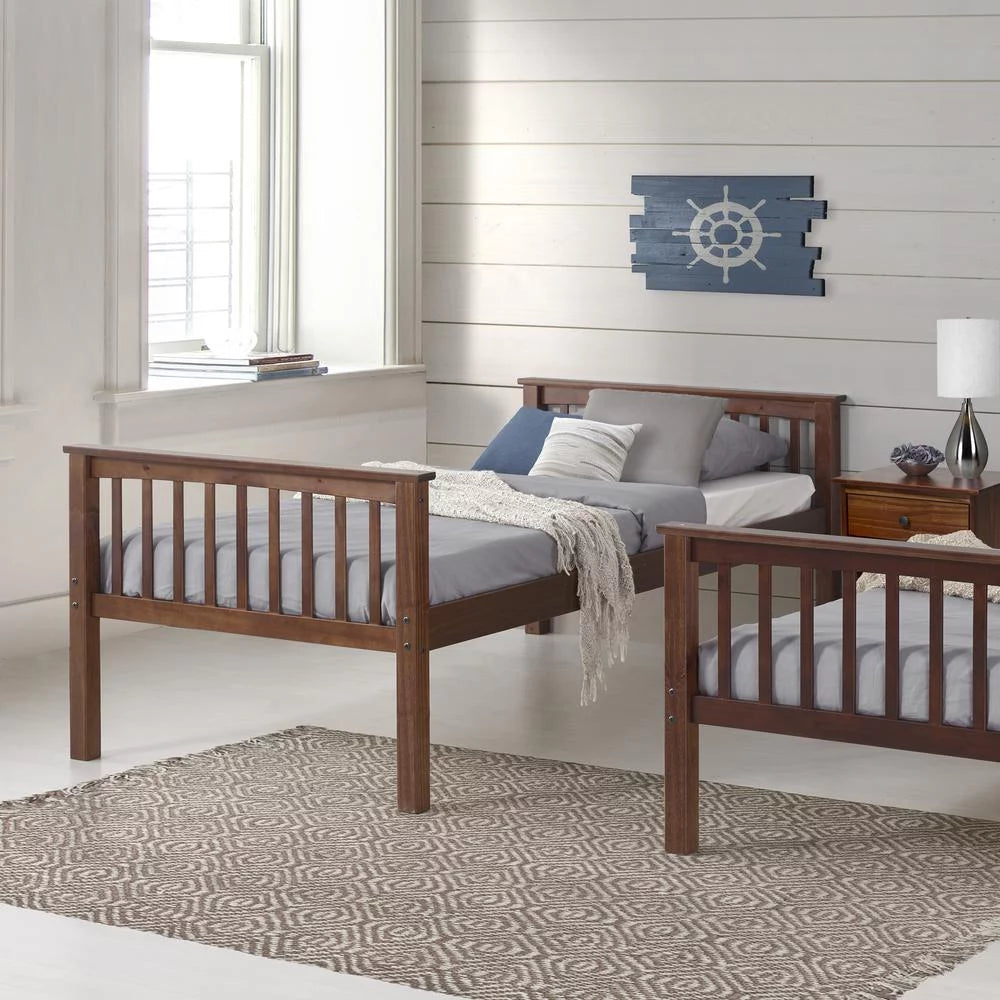 Solid Pine Wood Twin Over Twin Bunk Bed O587662