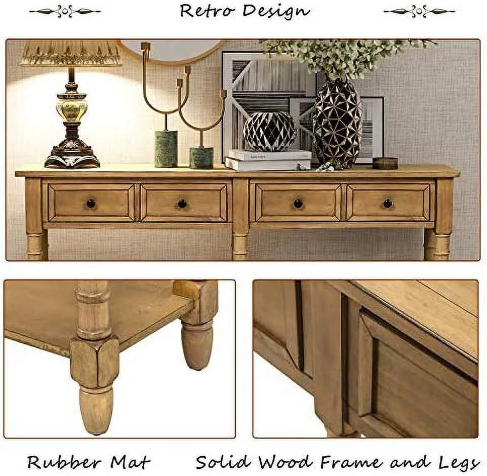Solid Wood Console Table with 2 Drawers Y24031