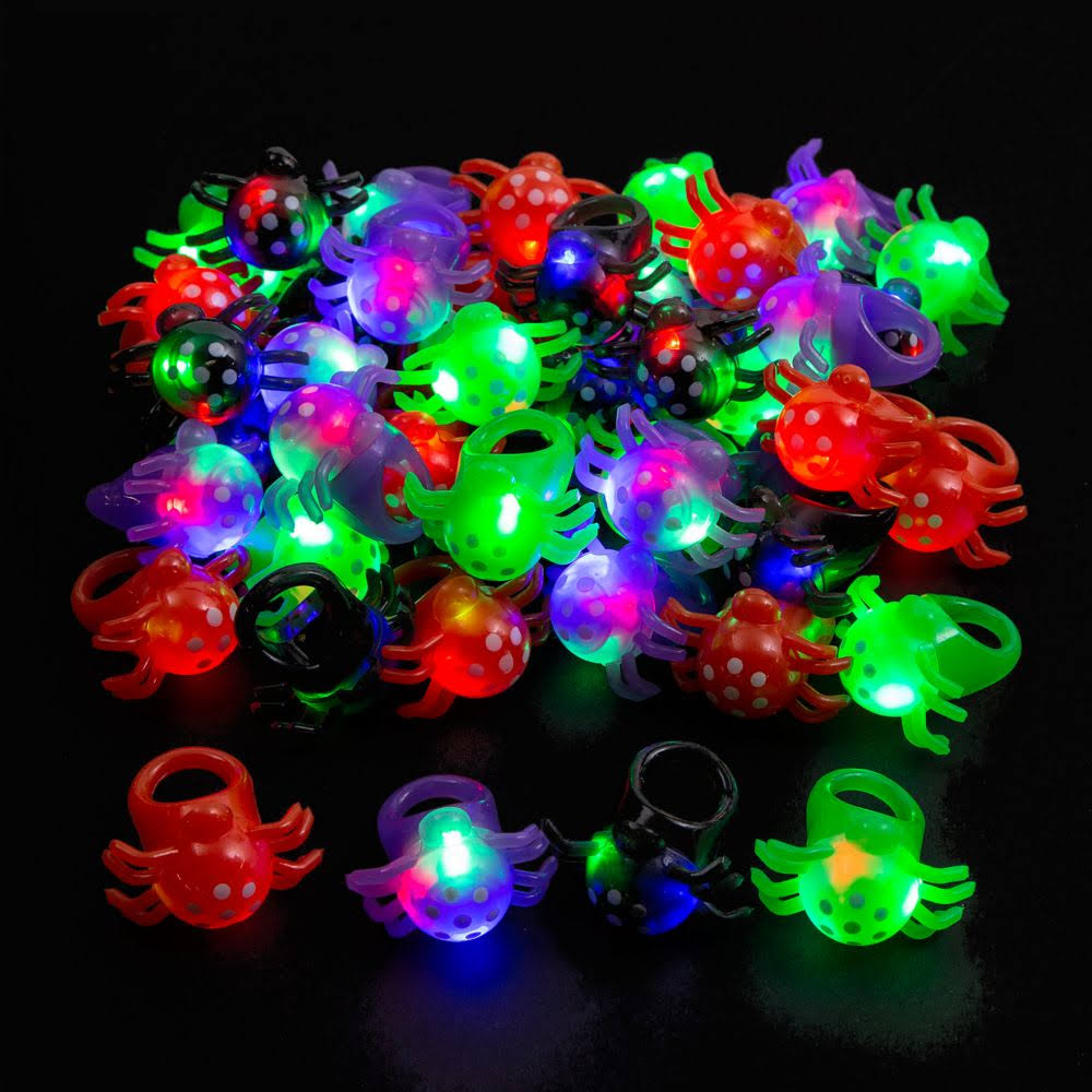 Light-Up Flashing Spider Rings Black 48ct E827057
