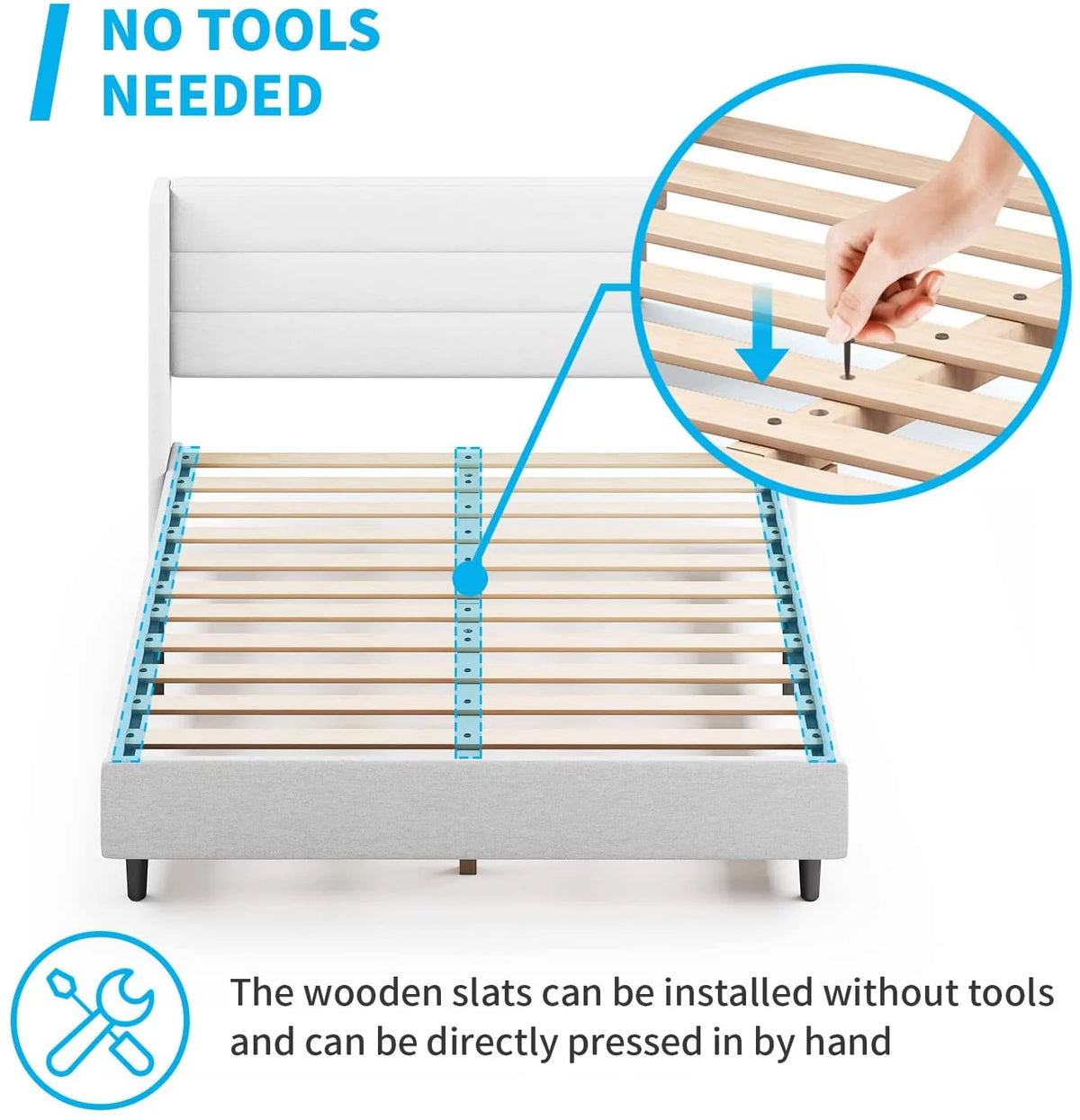 Full Size Platform Bed Frame with Headboard N8596