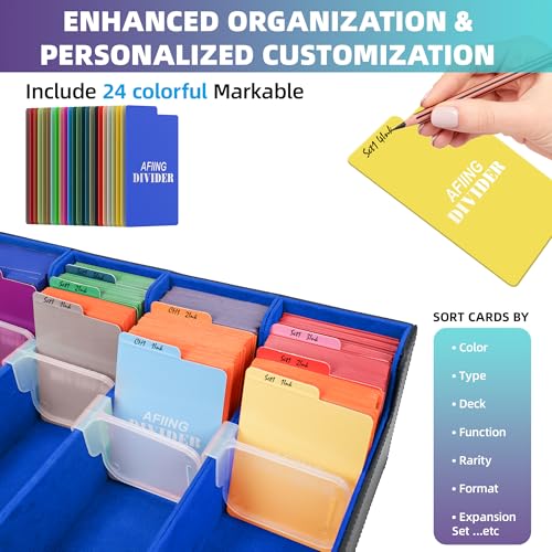 Trading Card Storage Box with 48 Dividers, Black Blue C252