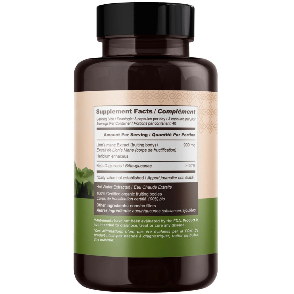 Organic Lion’s Mane Mushroom Supplement Capsules (120 Count) W72133
