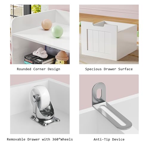 4 Movable Drawers Toy Storage Organizer with Box Bins F51063