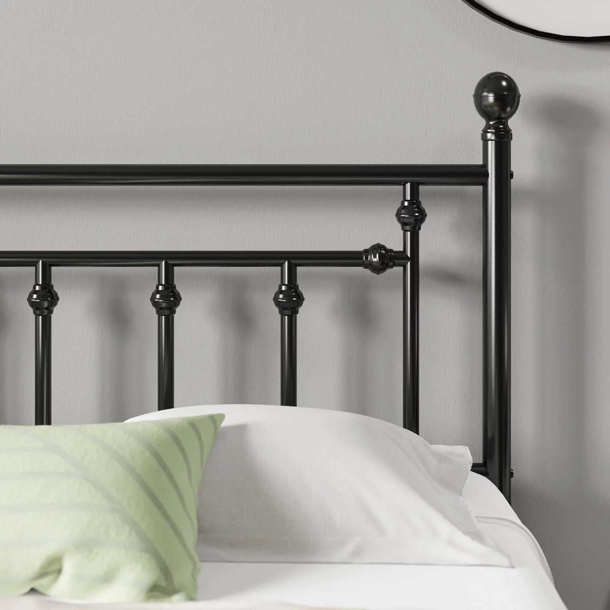 Full Size Black Iron Bed Frame with Headboard and Footboard B7896