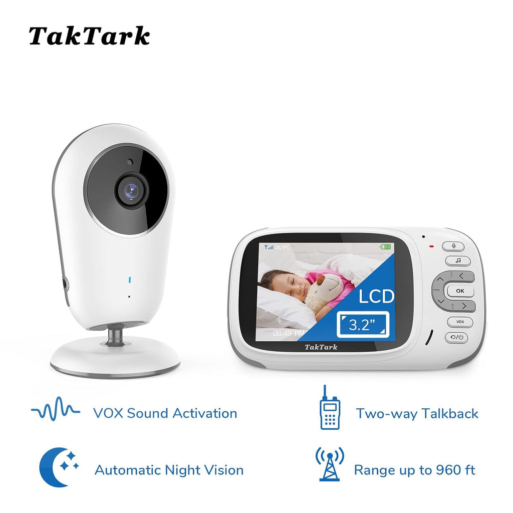 Baby Monitor with Camera and Audio, No WiFi, 2-Way Talk-Back, Infrared Night Vision F99282