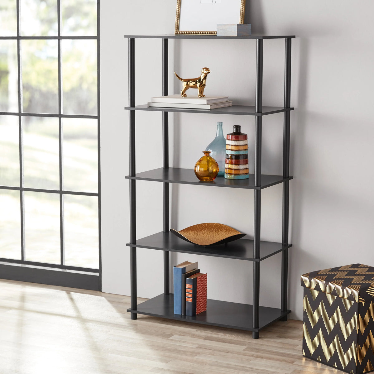 White 5-Shelf Storage Bookcase J125755