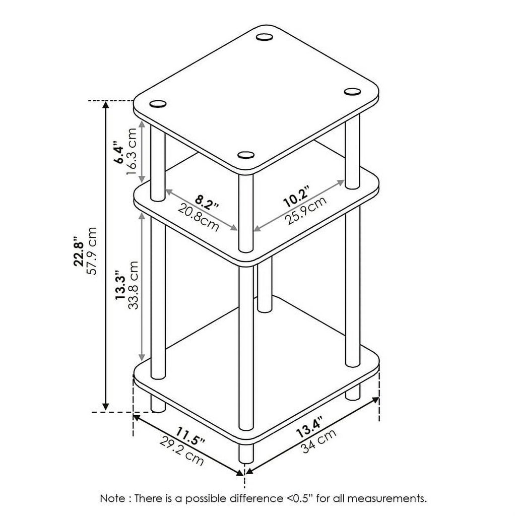 French Oak/Black 3-Tier End Table G59542