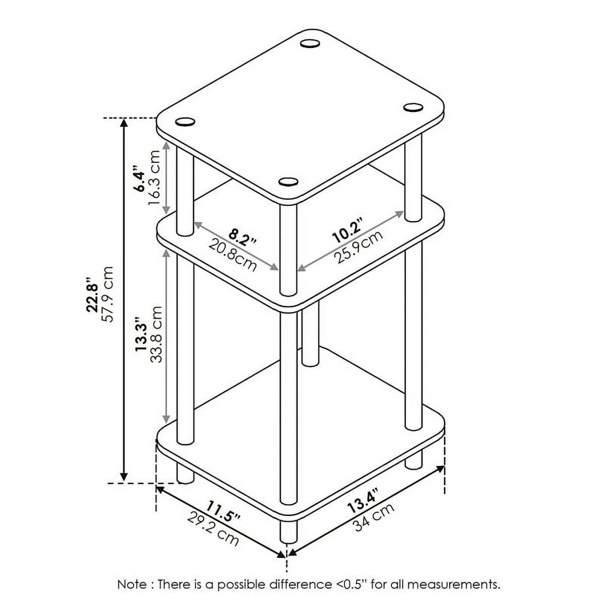 French Oak/Black 3-Tier End Table G59542