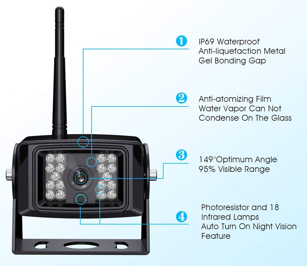 HD Wired Backup Camera System Kit with 7" LCD Monitor I369