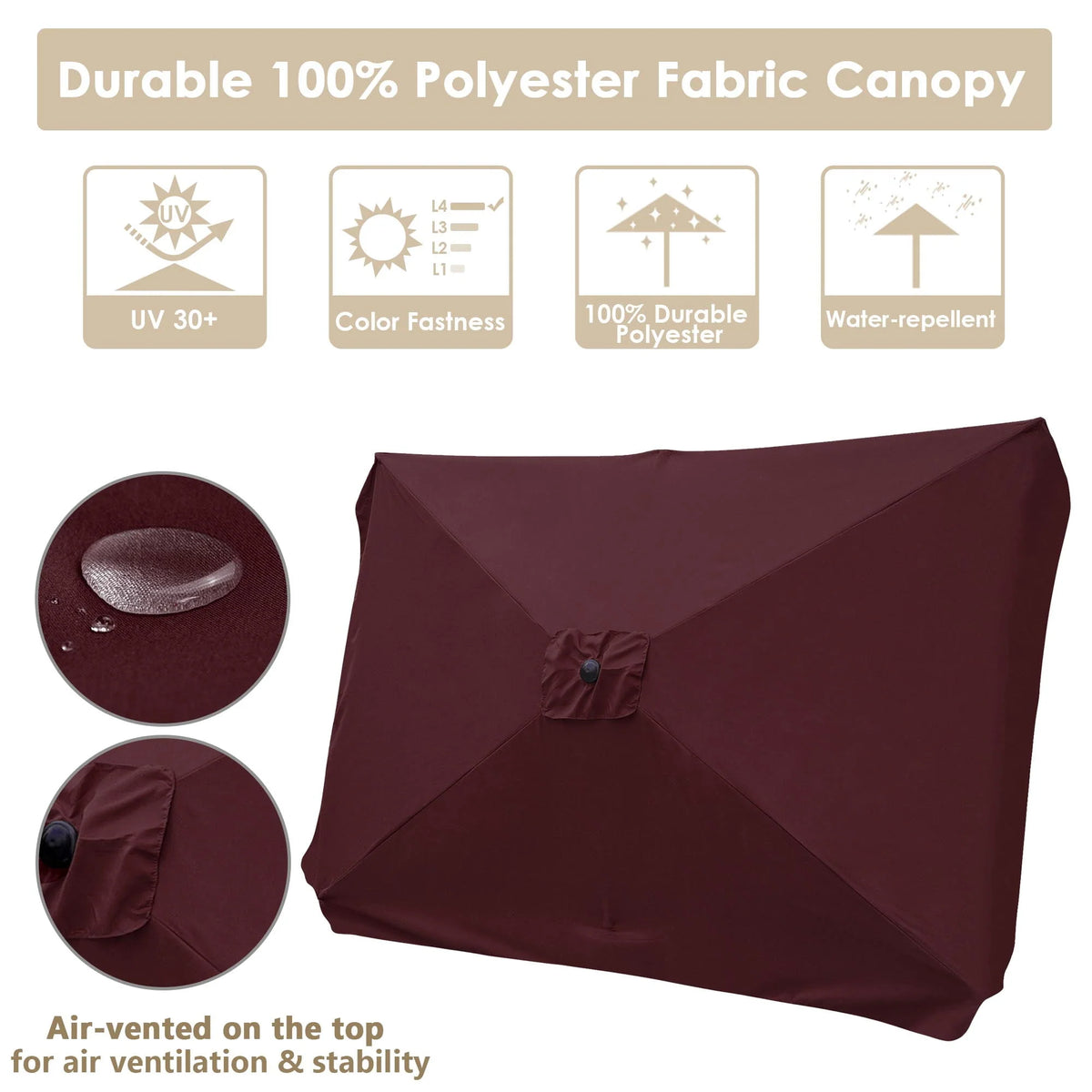 10 Ft 3 Tier Patio Umbrella with Crank Handle V9220