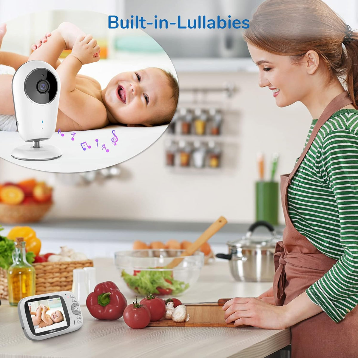 Baby Monitor with Camera and Audio, No WiFi, 2-Way Talk-Back, Infrared Night Vision F99282