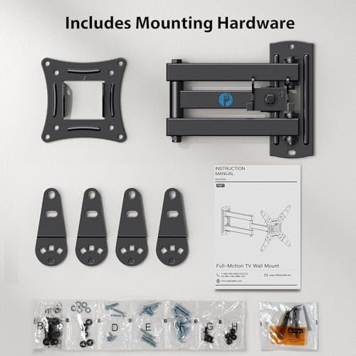 Full Motion TV Monitor Wall Mount Bracket Articulating Arms Swivel Tilt for 13-42 Inch LED LCD Flat Curved Screen TVs Q586785
