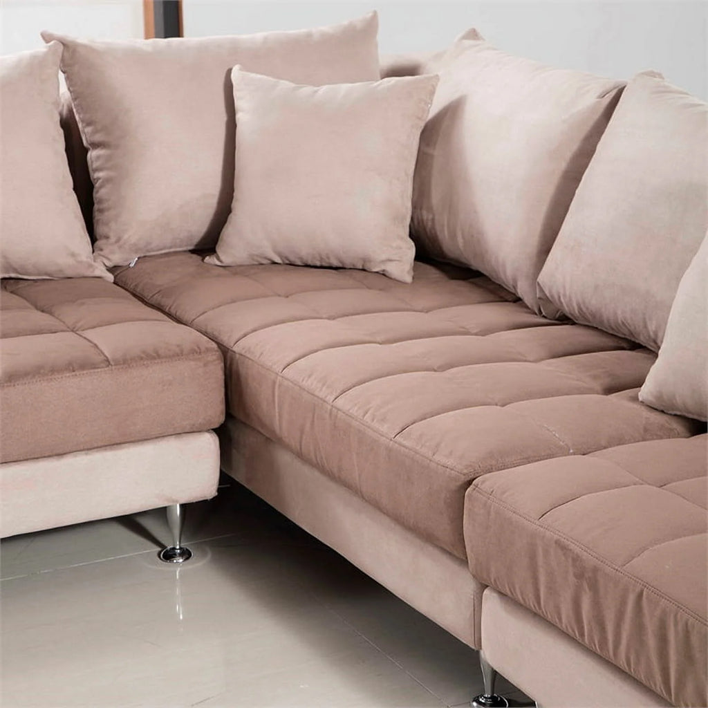 Light Brown Microfiber Sectional Chaise L232