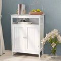 White Double Shutter Doors Bathroom Storage Cabinet B354185