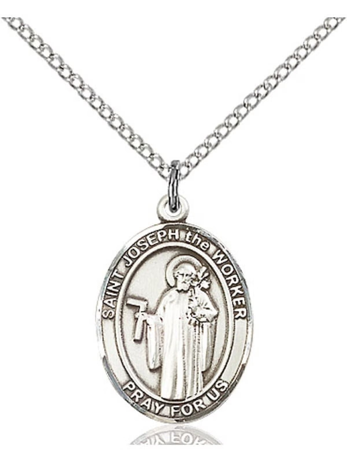 Sterling Silver St. Joseph Pendant with Sterling Silver Chain B239
