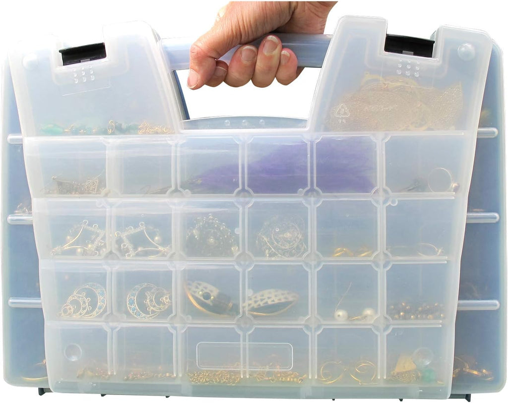 Multi Compartment Hardware and Crafts Portable Organizer Storage Case, Blue Pack of 2 B138473