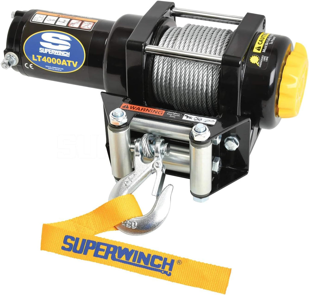 Black 12 VDC ATV Winch, 4000 lb. Load Capacity J21970