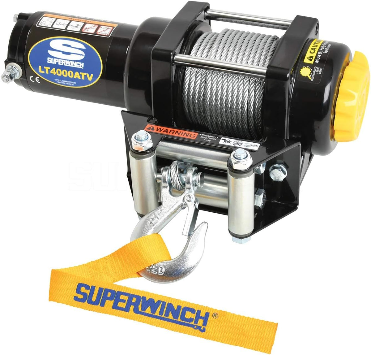 Black 12 VDC ATV Winch, 4000 lb. Load Capacity J21970