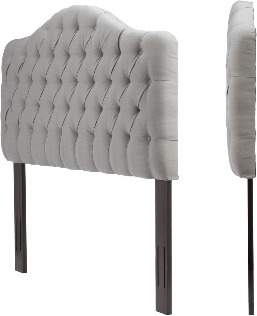 Upholstered Adjustable Headboard Panel with Solid Wood Frame and Button-Tufted Design - Putty Finish - Twin L486