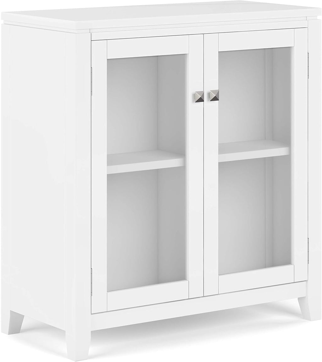 Farmhouse Grey 30 inch Low Storage Cabinet with 2 Tempered Glass Doors Y267