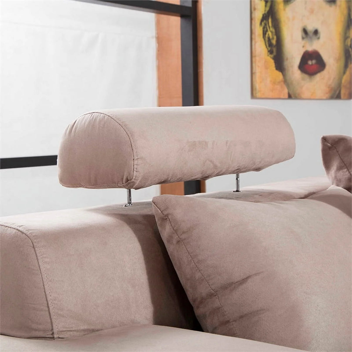 Light Brown Microfiber Sectional Chaise L232