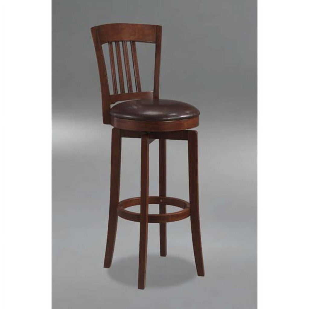Brown Vinyl Seat Wood Bar Height Swivel Stool D381098