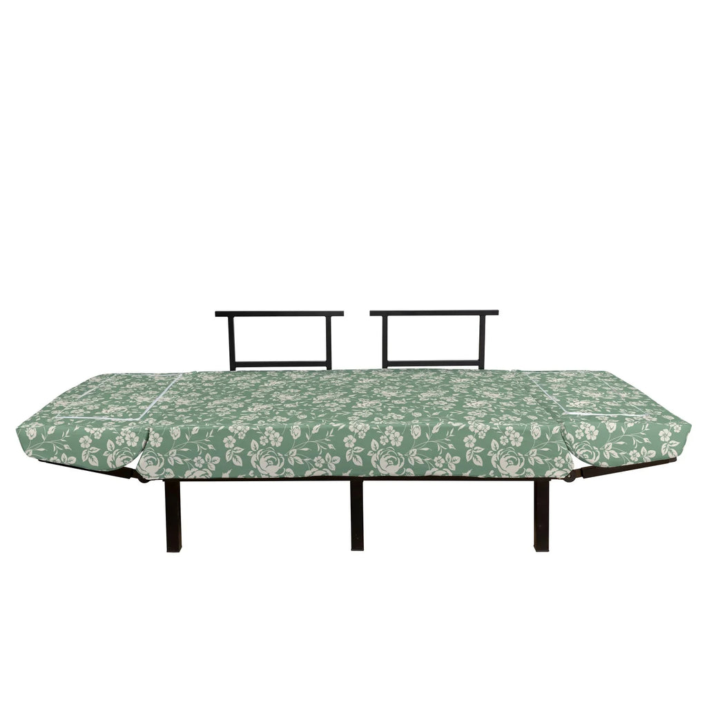 Reseda Green Cream Floral Upholstered Futon Sofa with Metal Frame C92351