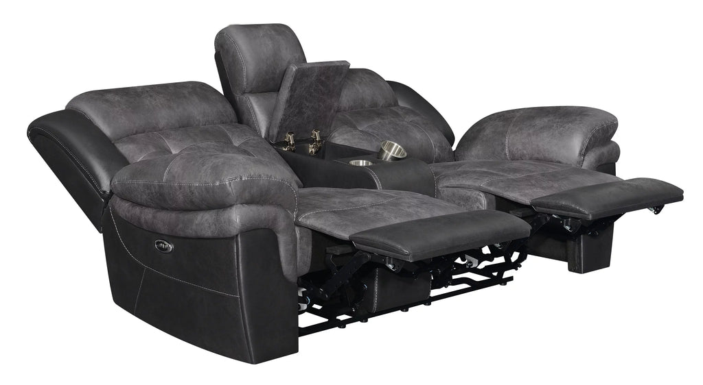 Charcoal and Black Tufted Cushion Motion Loveseat Q51912