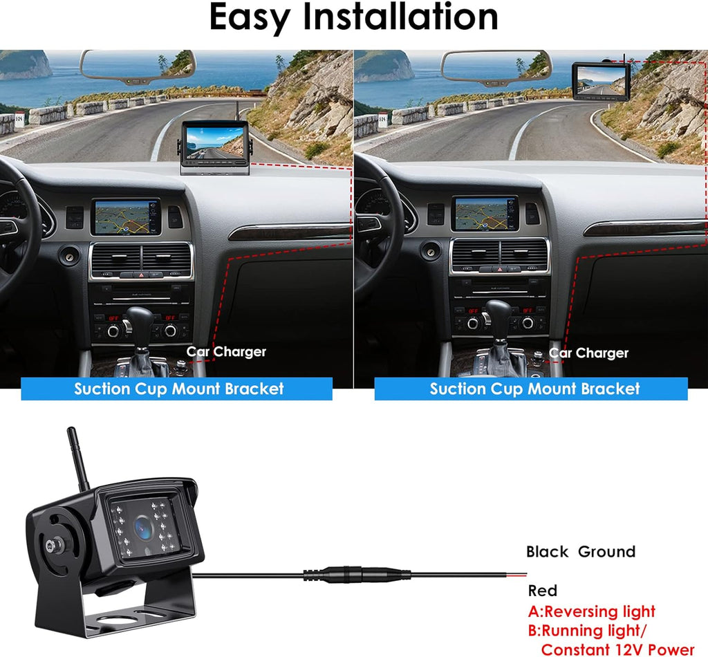 HD Wired Backup Camera System Kit with 7" LCD Monitor I369