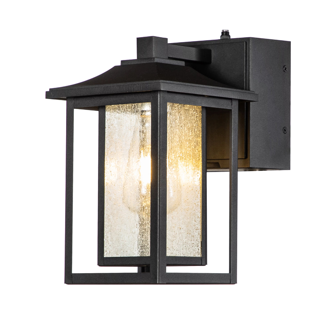 Black Dusk to Dawn Sensor Outdoor Wall Sconces with Seeded Glass and GFCI Outlets Q31904