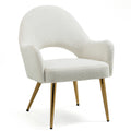 White Boucle Accent Chair with Gold Legs C2039